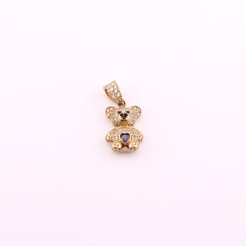 Dije Oso C/p Bca Y Morada 14k 2.9g