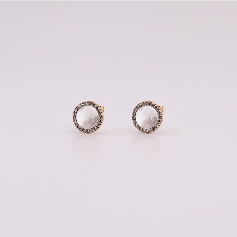 Arete Circ Blanco C/p Bca 14k 1.9g