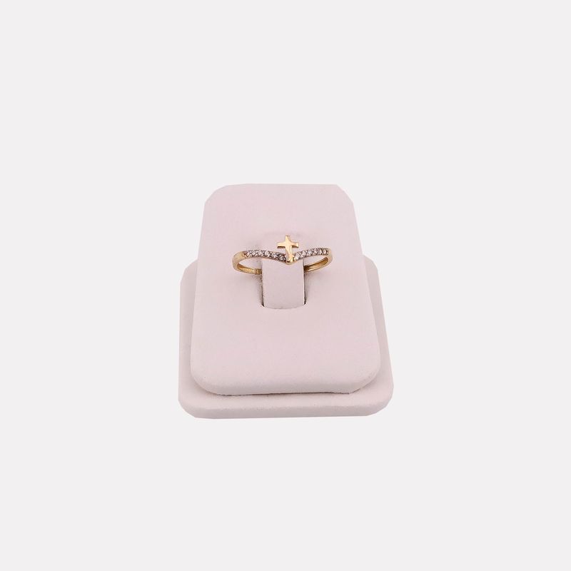 Anillo Cruz Base C/p Bca 14k  0.g8 #6.5