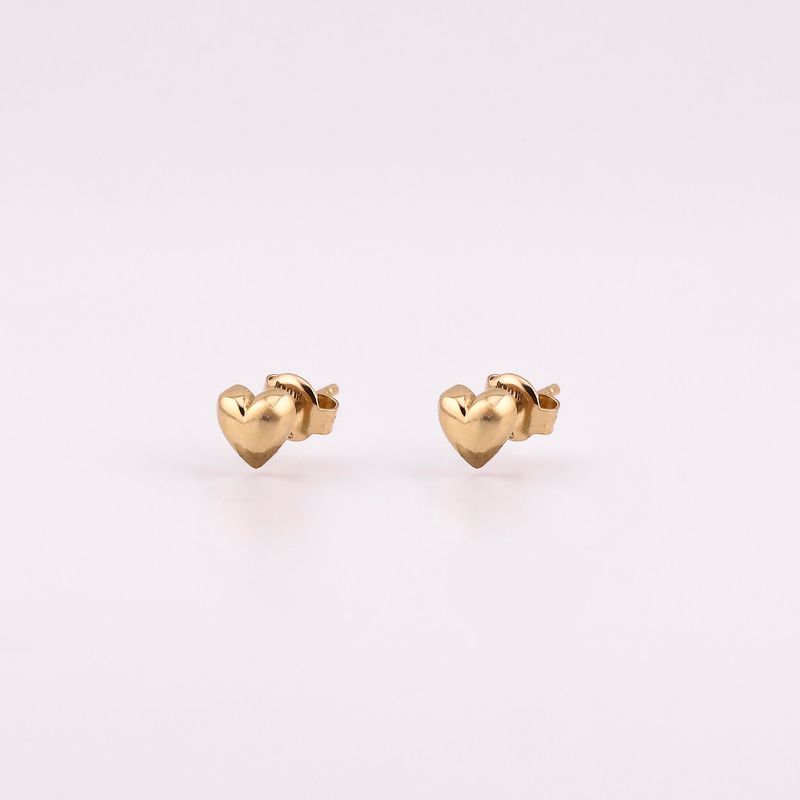 Aretes Corazon Mini Liso 14k 1.5g