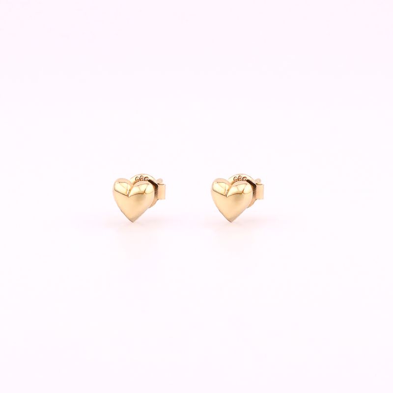 Aretes Corazon Mini Liso 14k 1.5g
