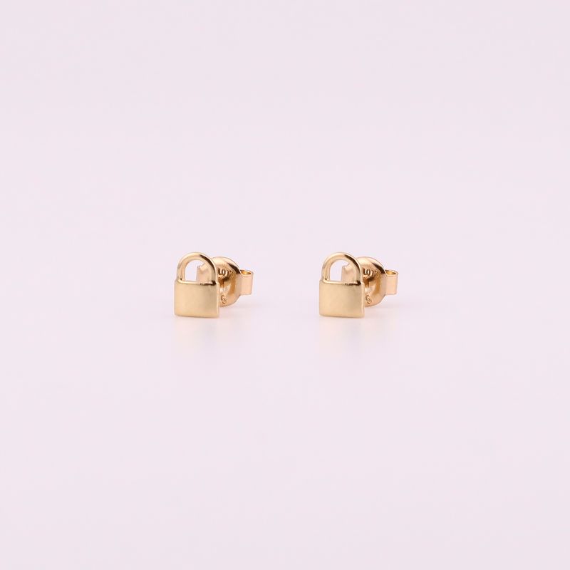 Aretes Candado Liso 14k 0.8g