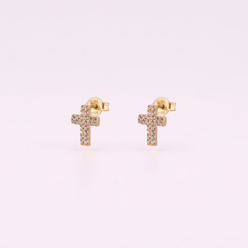 Aretes Cruz C/p Bcas 14k  1.5g