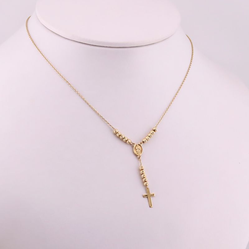 Gargantilla Cruz Medalla Borlas 14k 2.6g