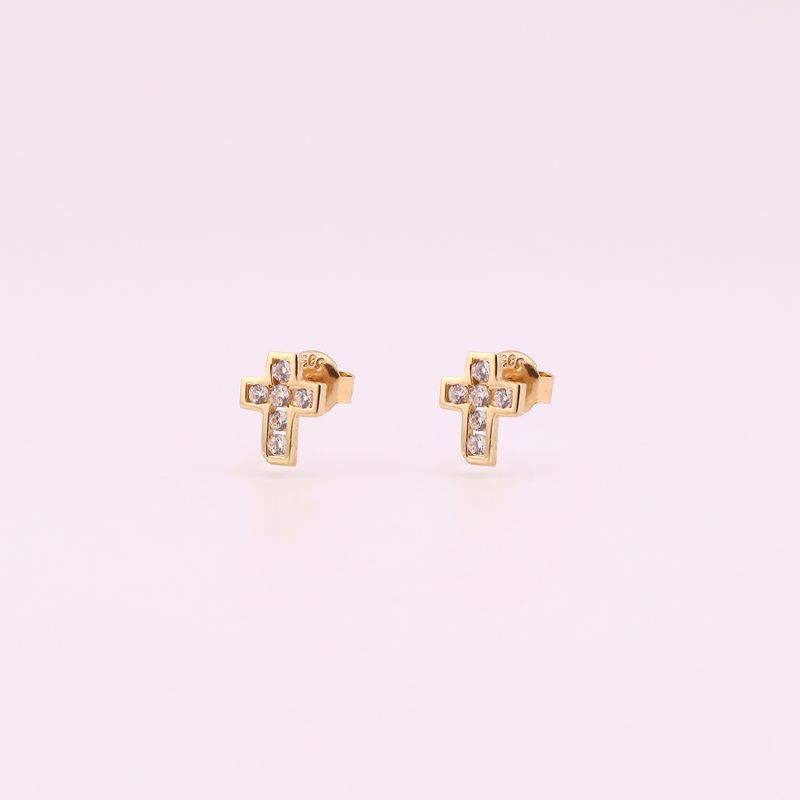 Aretes Cruz C/p Bca 14k 1.2g