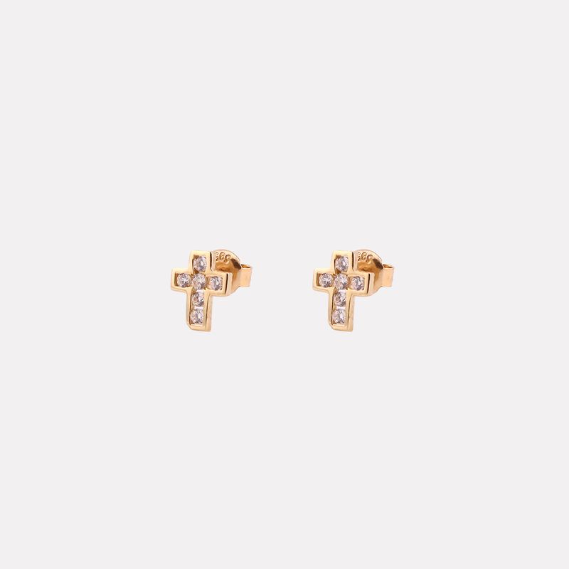 Aretes Cruz C/p Bca 14k 1.2g