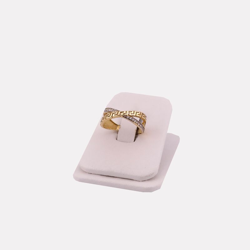 Anillo Cruzado Grecas C/p Bca 14k 2.2g #7.5