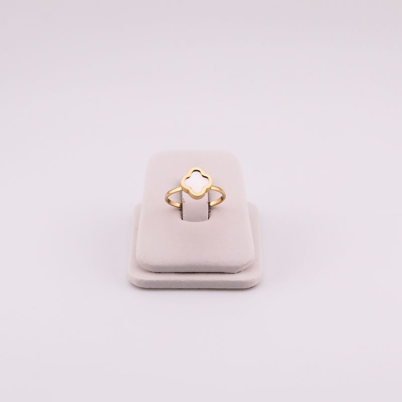 Anillo Trebol C/p Bca 14k 1.7g #6.5