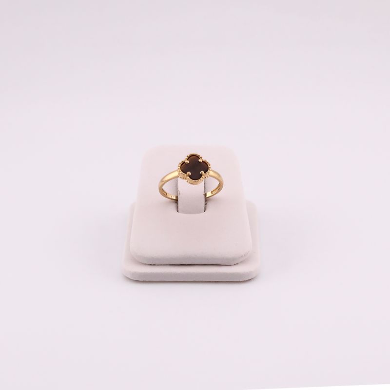 Anillo Trebol C/p Café 14k 1.8g #7