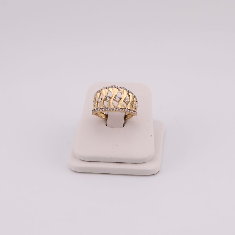 Anillo Líneas Curvas C/p Bca 14k 3.4g #6.5