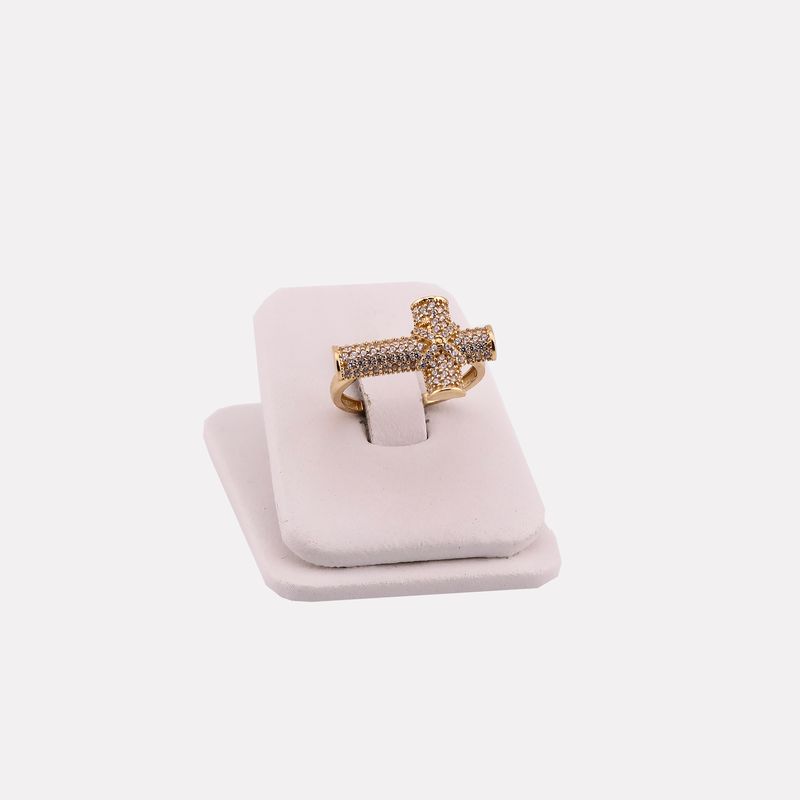 Anillo Cruz C/p Bca 14k 2.9g #8