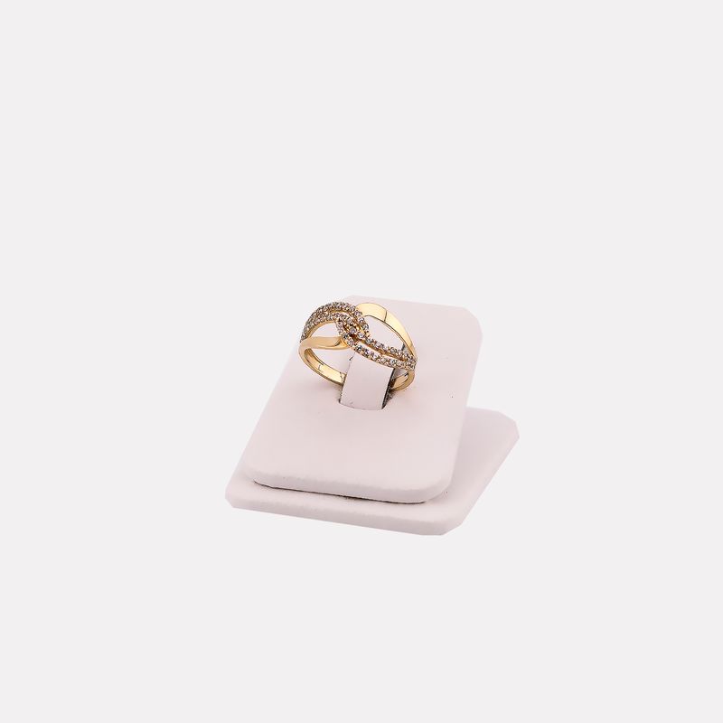 Anillo Cruzado C/p Bca 14k 2.4g #8.5