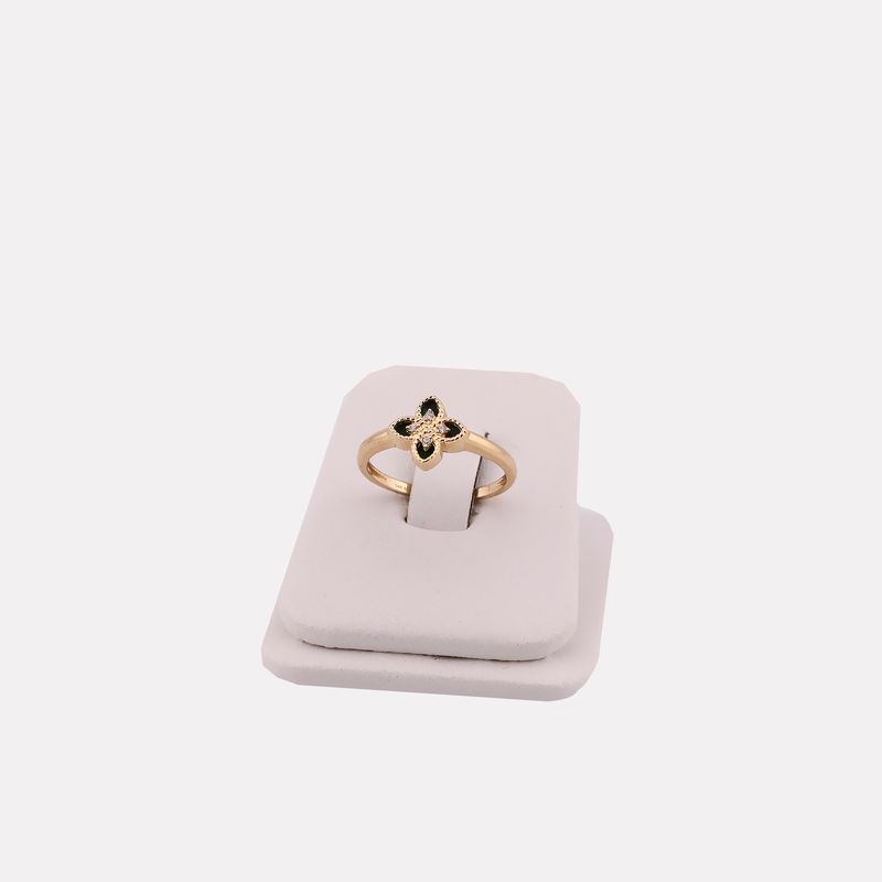 Anillo Flor C/p Verde 14k 1.9g -#6