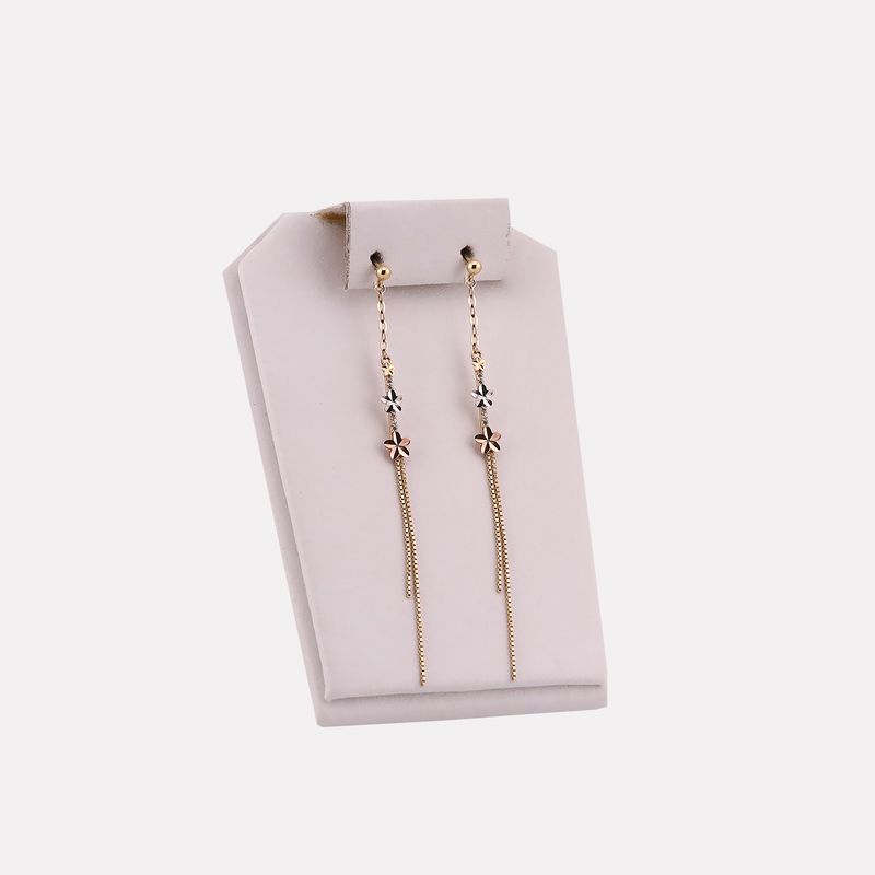 Aretes Largos Flor 14k 2g