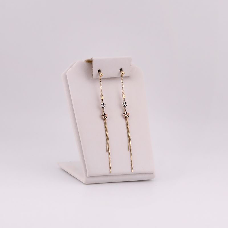 Aretes Largos Flor 14k 2g
