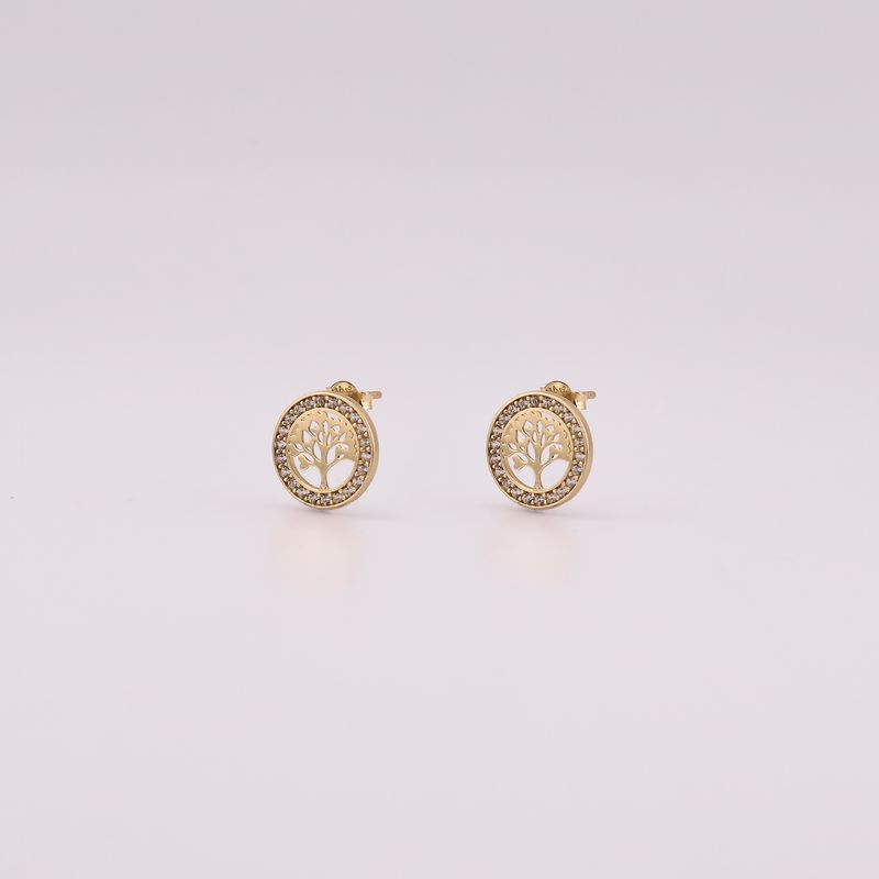 Aretes Circ. Arbol De La Vida C/p Bcas 14k 1.9g