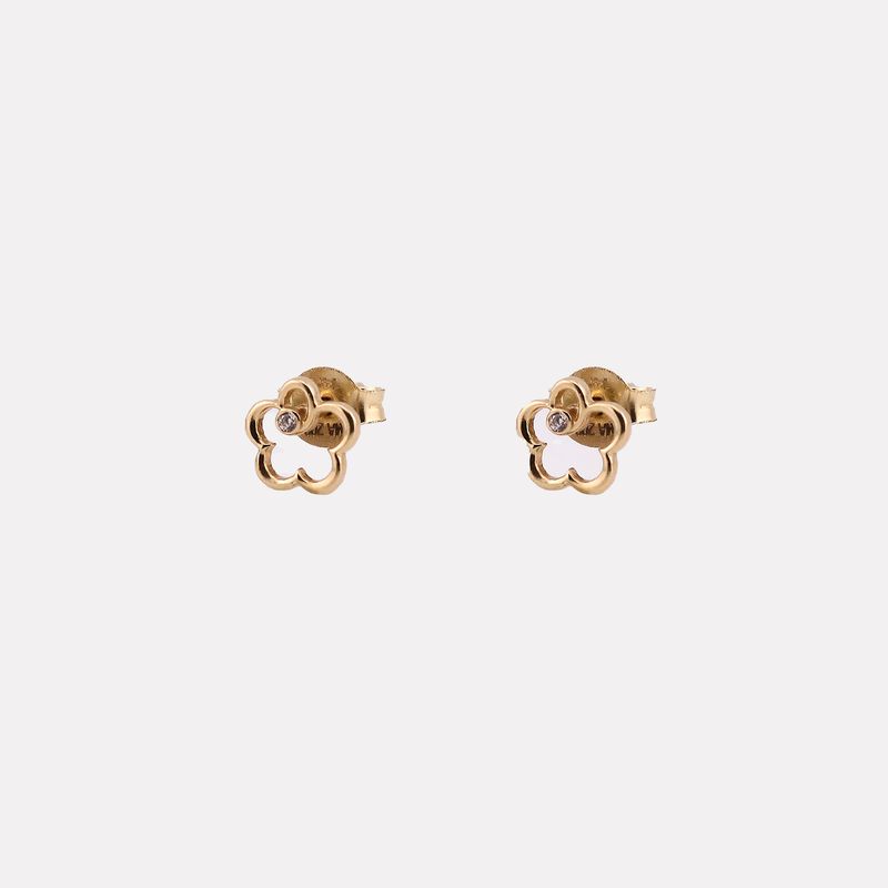 Aretes Silueta Flor 14k 1.1g