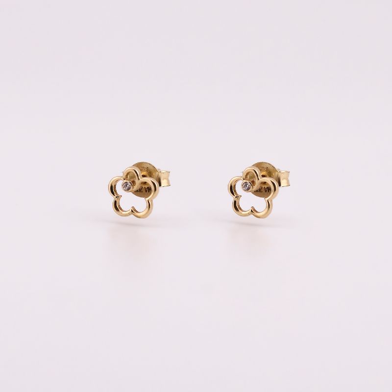 Aretes Silueta Flor 14k 1.1g
