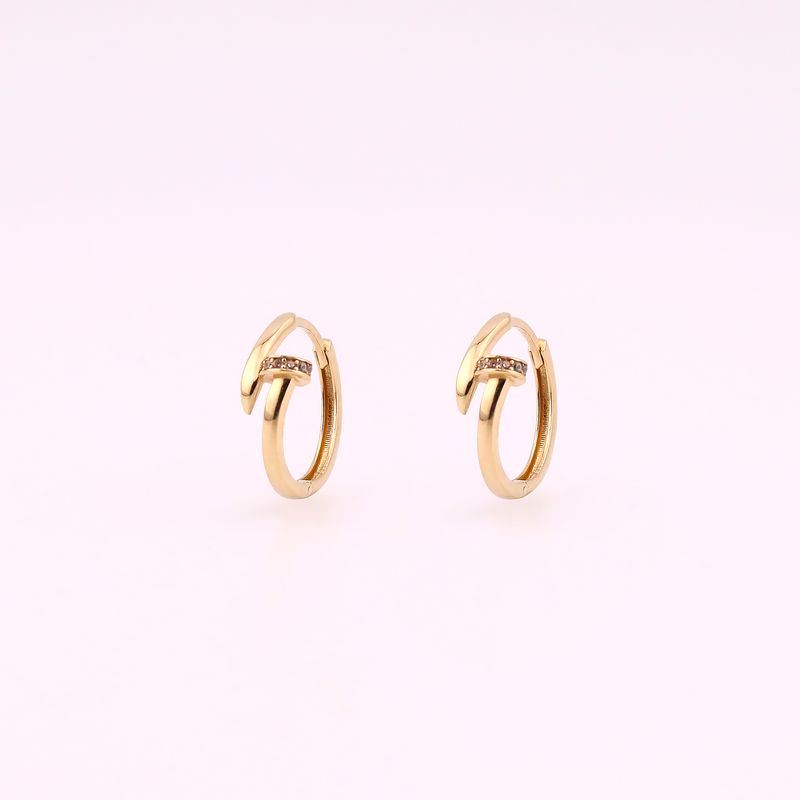 Aretes Huggies Tornillo C/p Bca 14k 3.4g