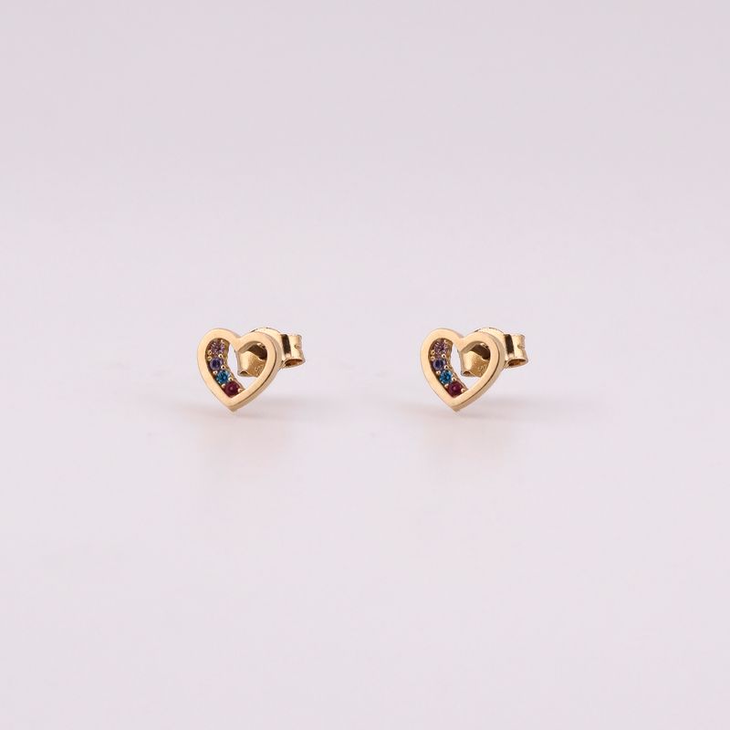 Aretes Corazon C/p Colores 14k 1.1g