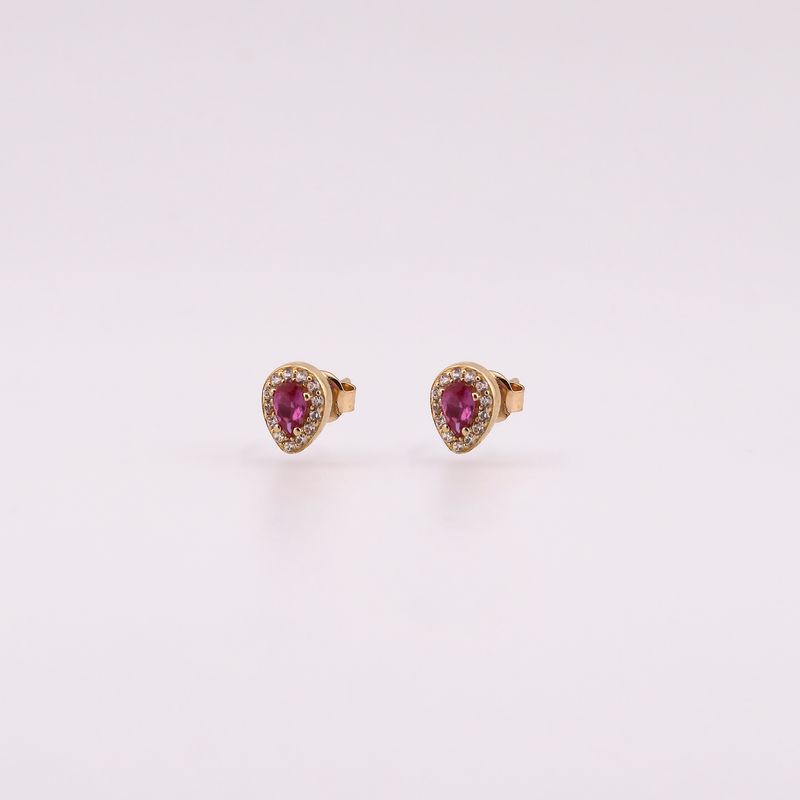 Aretes Gota C/p Rosa  14k 1.5g
