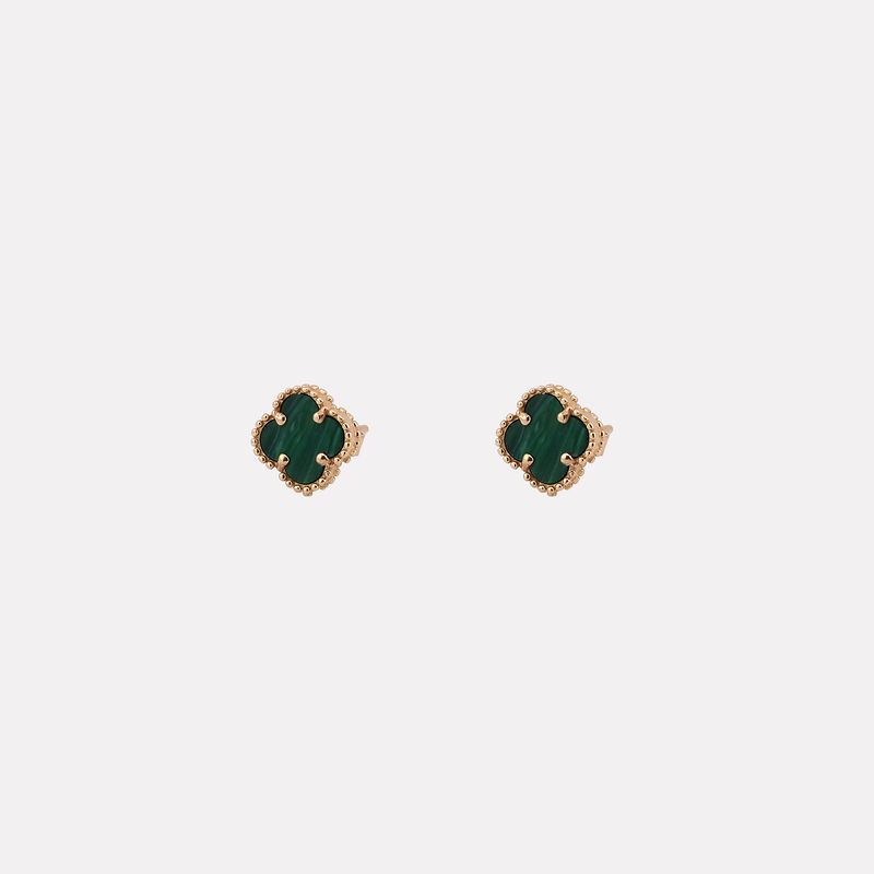 Aretes Trebol C/p Verde 14k 2g
