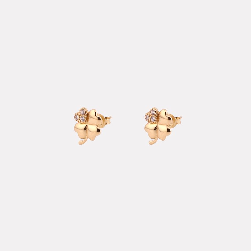 Aretes Trebol C/p Bcas 14k 1.4g
