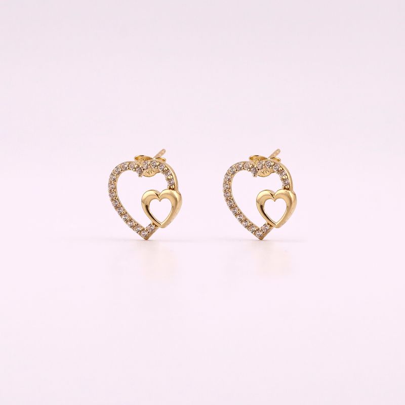 Aretes Corazon Silueta C/p  14k 1.6g