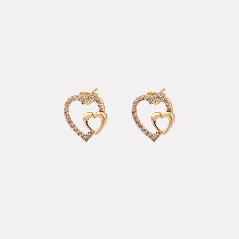 Aretes Corazon Silueta C/p  14k 1.6g