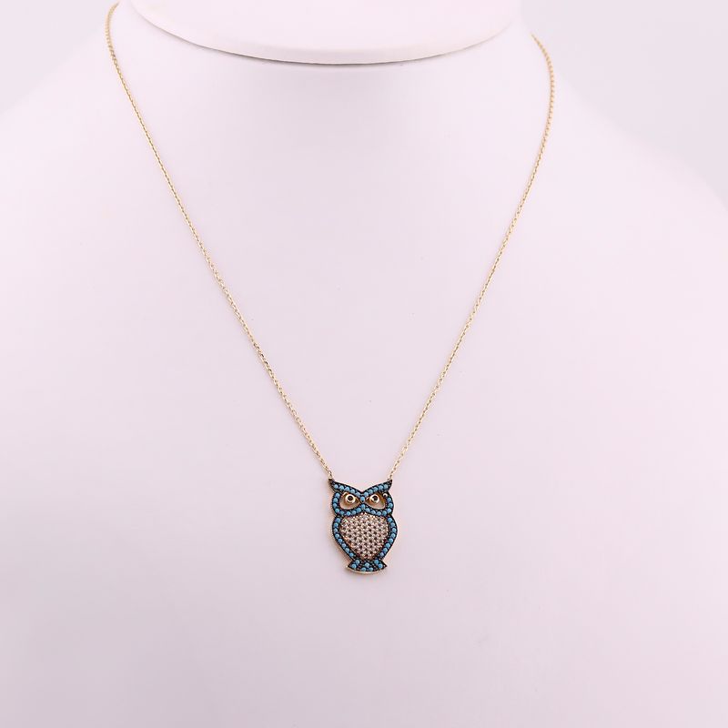 Gargantilla Buho C/p Azul 14k 4.1g