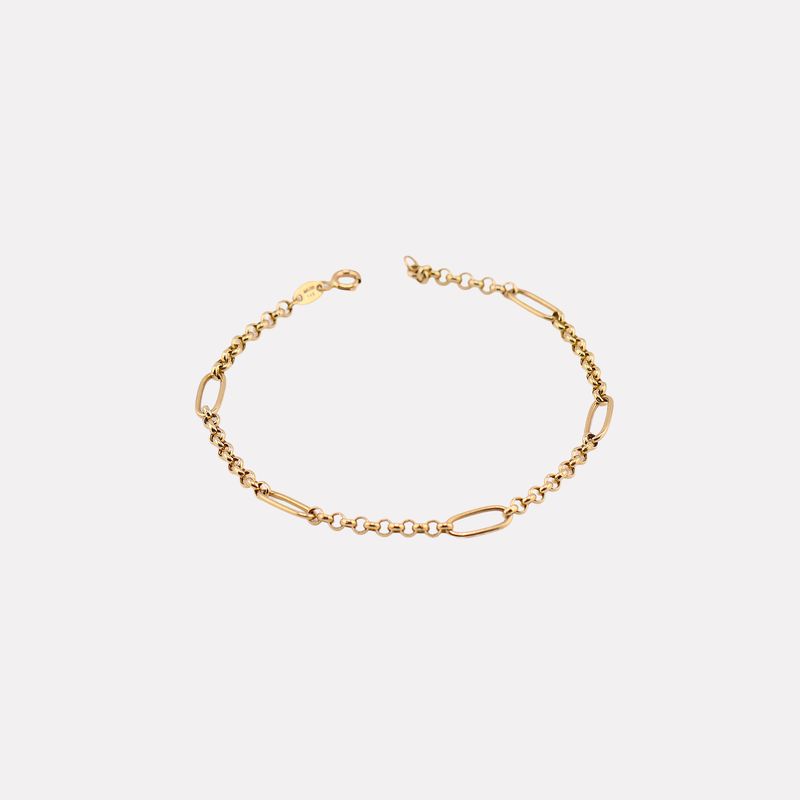 Pulsera Eslabones Mixtos  14k 2.6g 18cm