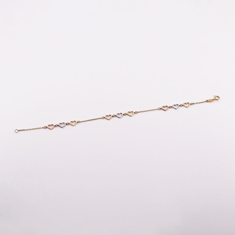 Pulsera Corazones Tnos 14k 1.6g 18cm
