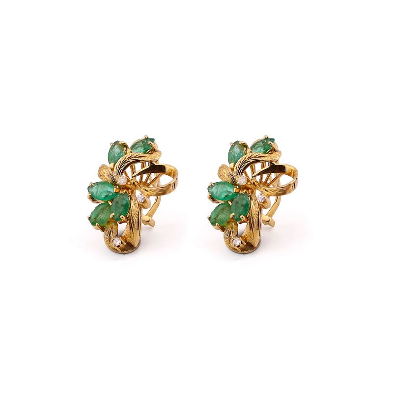 Aretes Flor C/p Verde 10k 10.2g