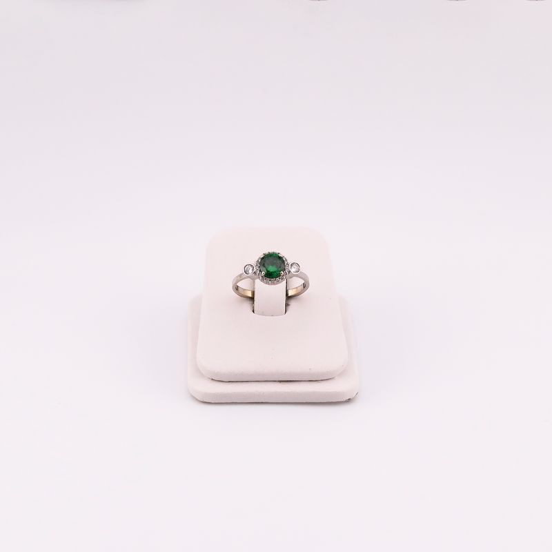 Anillo Bco C/p Verde 14k 2.2g