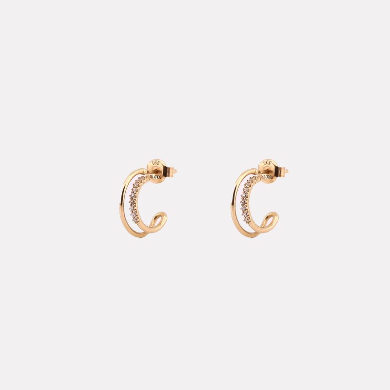 Aretes Doble Arracada 14k 1.7g