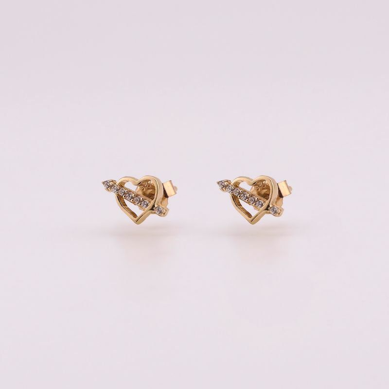 Aretes Corazon Flech. C/p 14k 1.3g