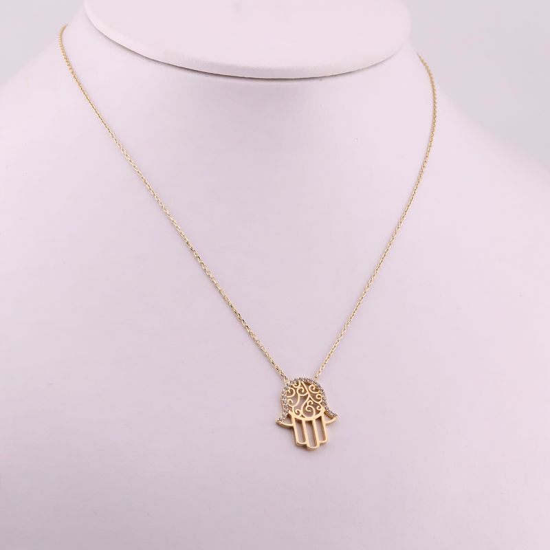 Gargantilla Mano De Fatima C/p 14k 2.7g