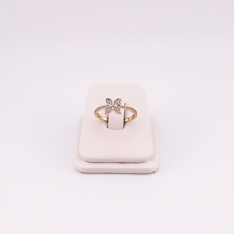 Anillo Flor C/p Bca 14k 2g #8