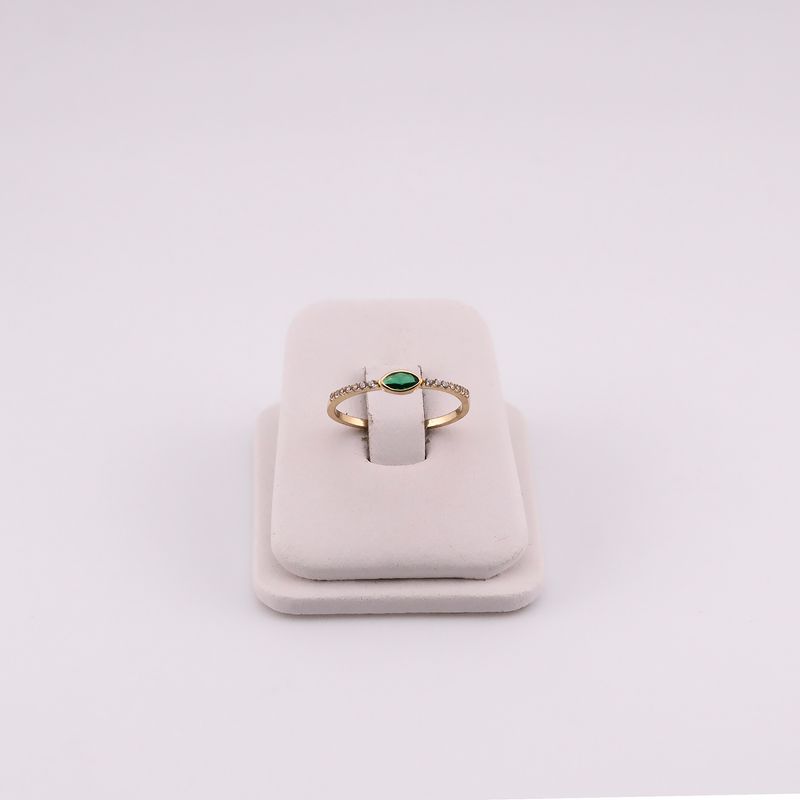 Anillo Flor C/p Bca-verde 14k 1.1g #7