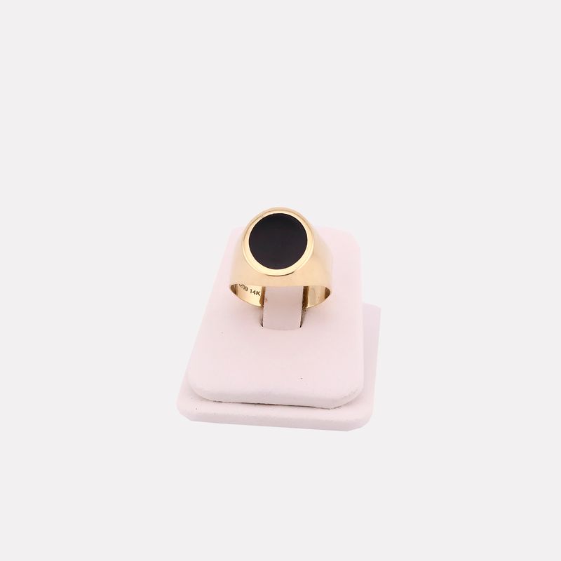 Anillo Tipo Sello Ovalo Negro 14k 4.7g #10