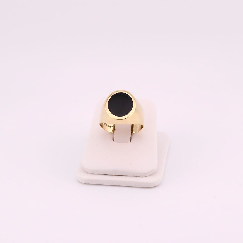 Anillo Tipo Sello Ovalo Negro 14k 4.7g #10