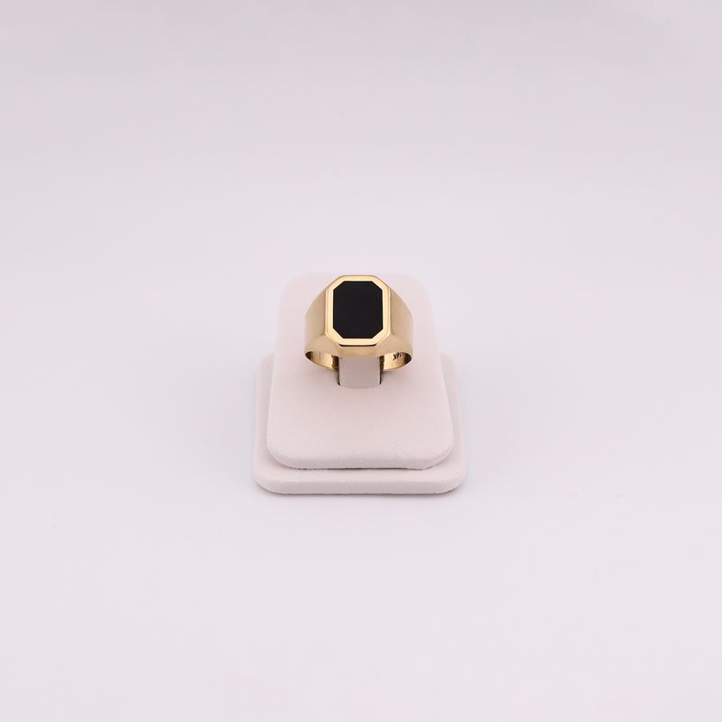 Anillo Tipo Sello Fig. Negro 14k 4.4g #10