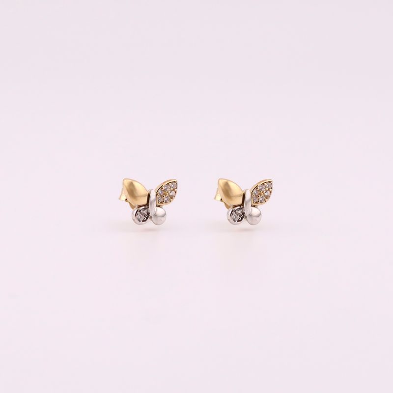 Aretes Mariposa 2 Tnos C/p 14k 1.7g