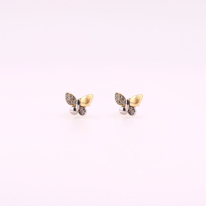 Aretes Mariposa 2 Tnos C/p 14k 1.7g
