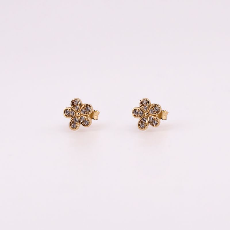 Aretes Flor C/p 14k 1.7g
