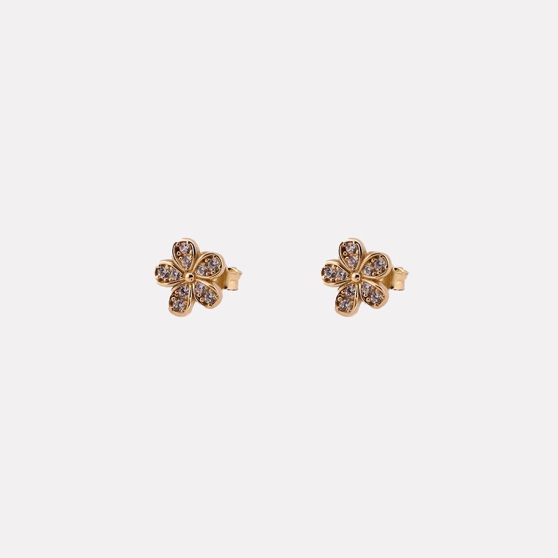 Aretes Flor C/p 14k 1.7g