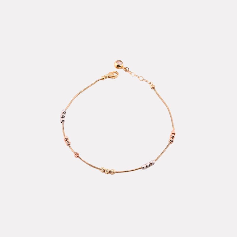 Pulsera 3 Borlas Tonos C/p 14k 3g 19cm