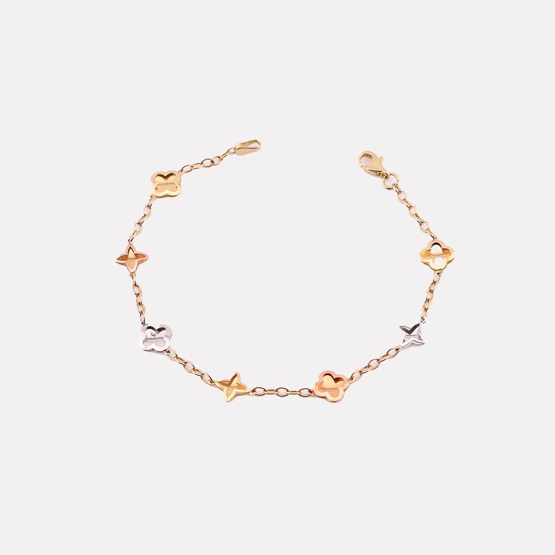 Pulsera Flores/estrella 14k 2.8g 18cm