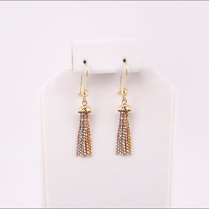 Aretes Campana Puntos Tonos 14k 2.2g