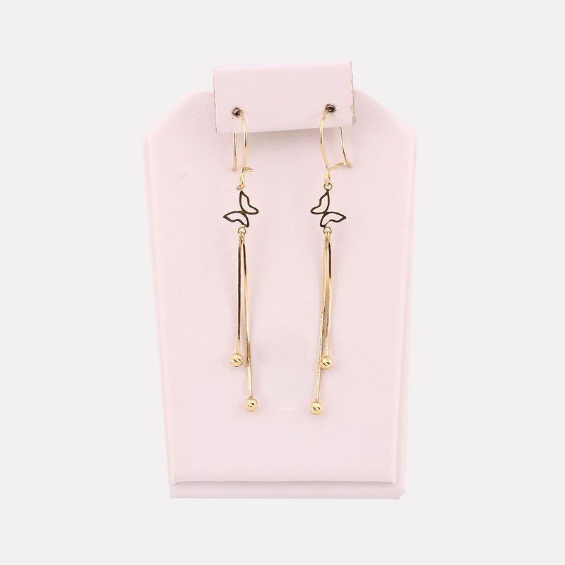 Aretes Mariposa Largos 14k 1.5g